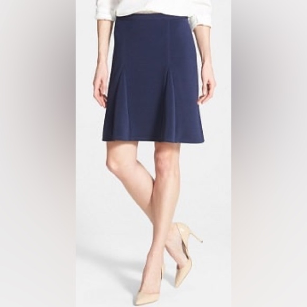Halogen Godet Classic Navy Blue Flare A-Line Skirt